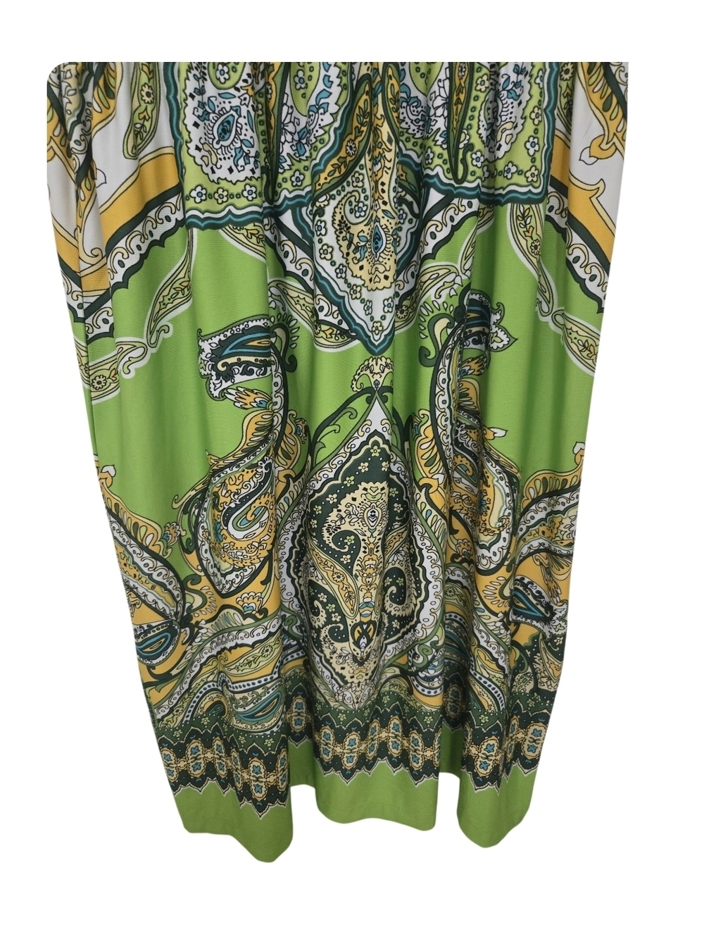 4/$15 Green Paisley V-Neck Midi Dress by New Directions Boho Summer - Picture 4 of 7